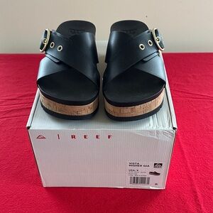 Reef Women's Black Platform Slides Size 9 NWT